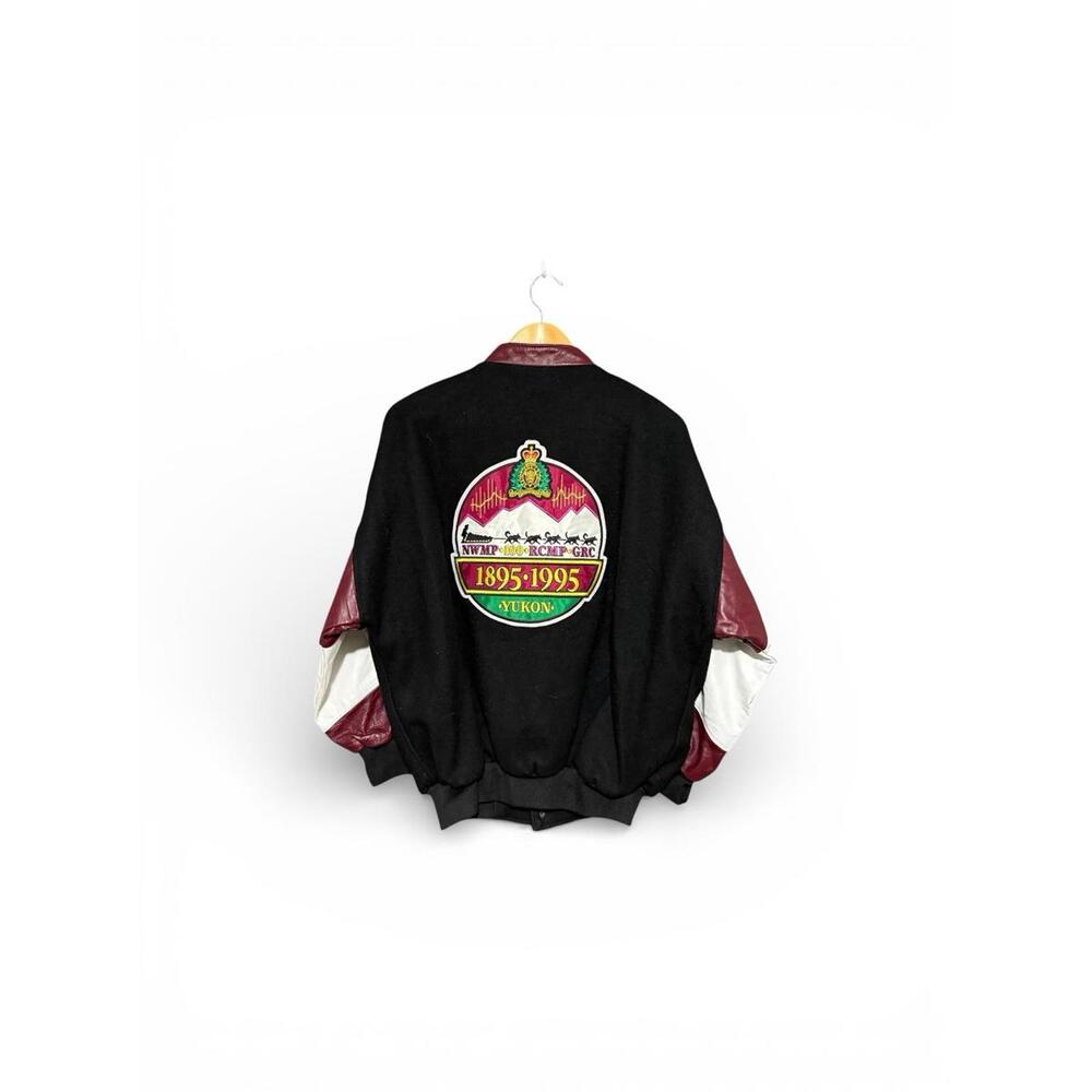 Vintage RCMP 100th Anniversary Yukon Leather Wool Varsity Jacket M Canada - Picture 2 of 8